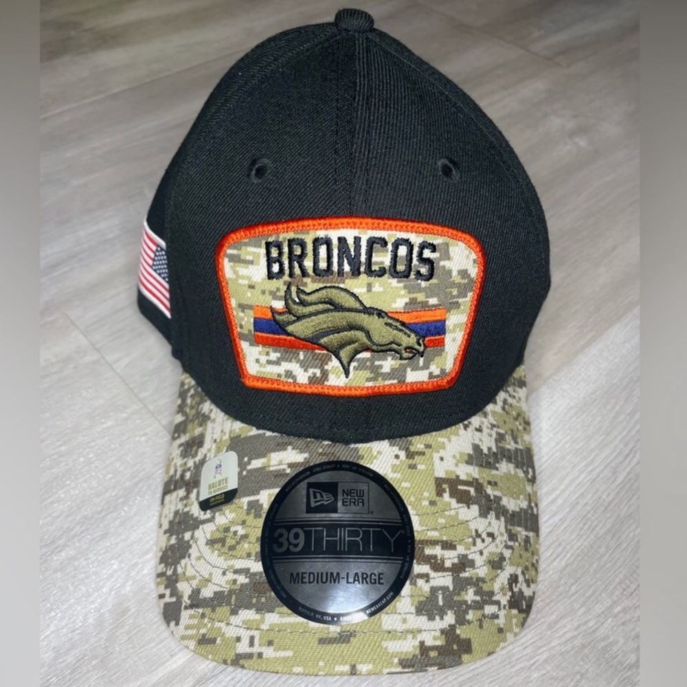 Mens New Era fitted black/camo Denver Broncos 2021 Salute to service NFL hat M/L